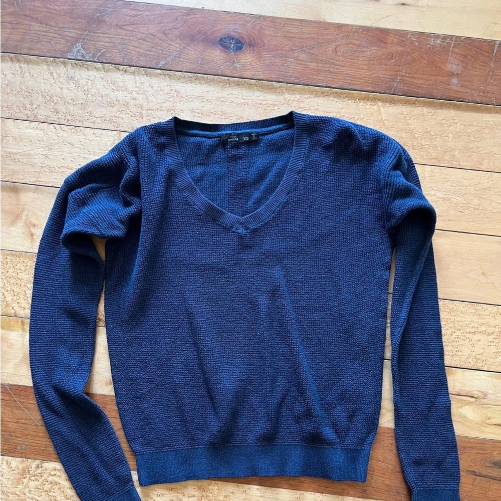 Prana Navy V-Neck Sweater